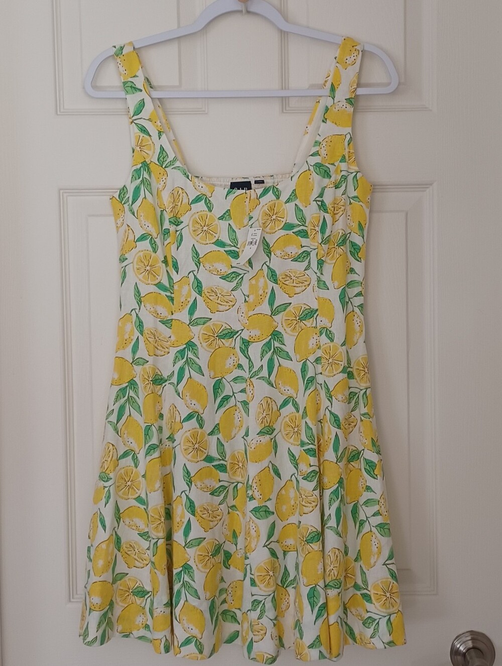 Gap Spring Lemon Print Linen Blend Mini Dress M NWT